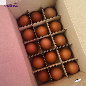 ตัวอย่างกล่องลูกฟูกใส่ไข่ไก่ - Kas Carton Co.,Ltd. ใส่ไส้กั้นและไข่ 15 ฟอง