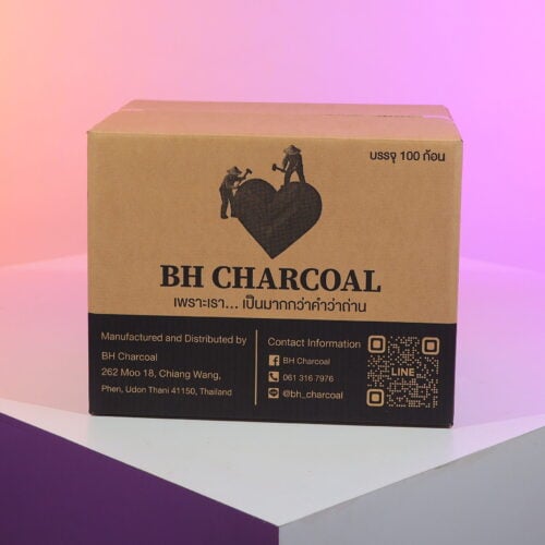 กล่องฝาชน กล่องถ่านหุงต้ม BH CHARCOAL | กล่องลูกฟูกพรีเมียมสำหรับบรรจุภัณฑ์ถ่านและสินค้าครัวเรือน