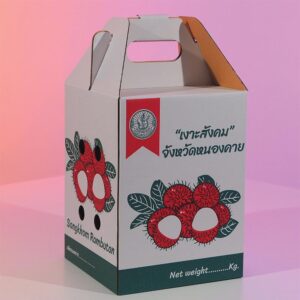 กล่องเงาะ เงาะสังคมจังหวัดหนองคาย – กล่องลูกฟูกพรีเมียม แข็งแรง ทนชื้น ดีไซน์สวย ถ่ายทอดความสดหวานของเงาะสังคม ผลไม้ชื่อดังของดีเมืองหนองคาย