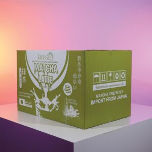 กล่องชา JAMSAI MATCHA LATTE – กล่องลูกฟูกพรีเมียม ดีไซน์มินิมอลโทนเขียวพาสเทล ถ่ายทอดความหอมละมุนของมัทฉะลาเต้ เพิ่มความสดใสและพรีเมียมให้แบรนด์เครื่องดื่มสุขภาพ